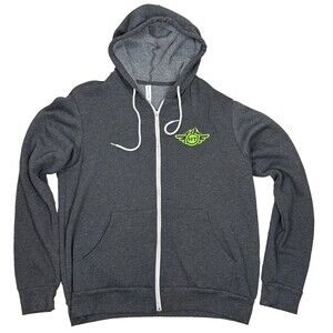 Gray Hoodie Large Full Zip Sweatshirt Fleece Lined Hello Fresh‎ Tech Swag Grunge